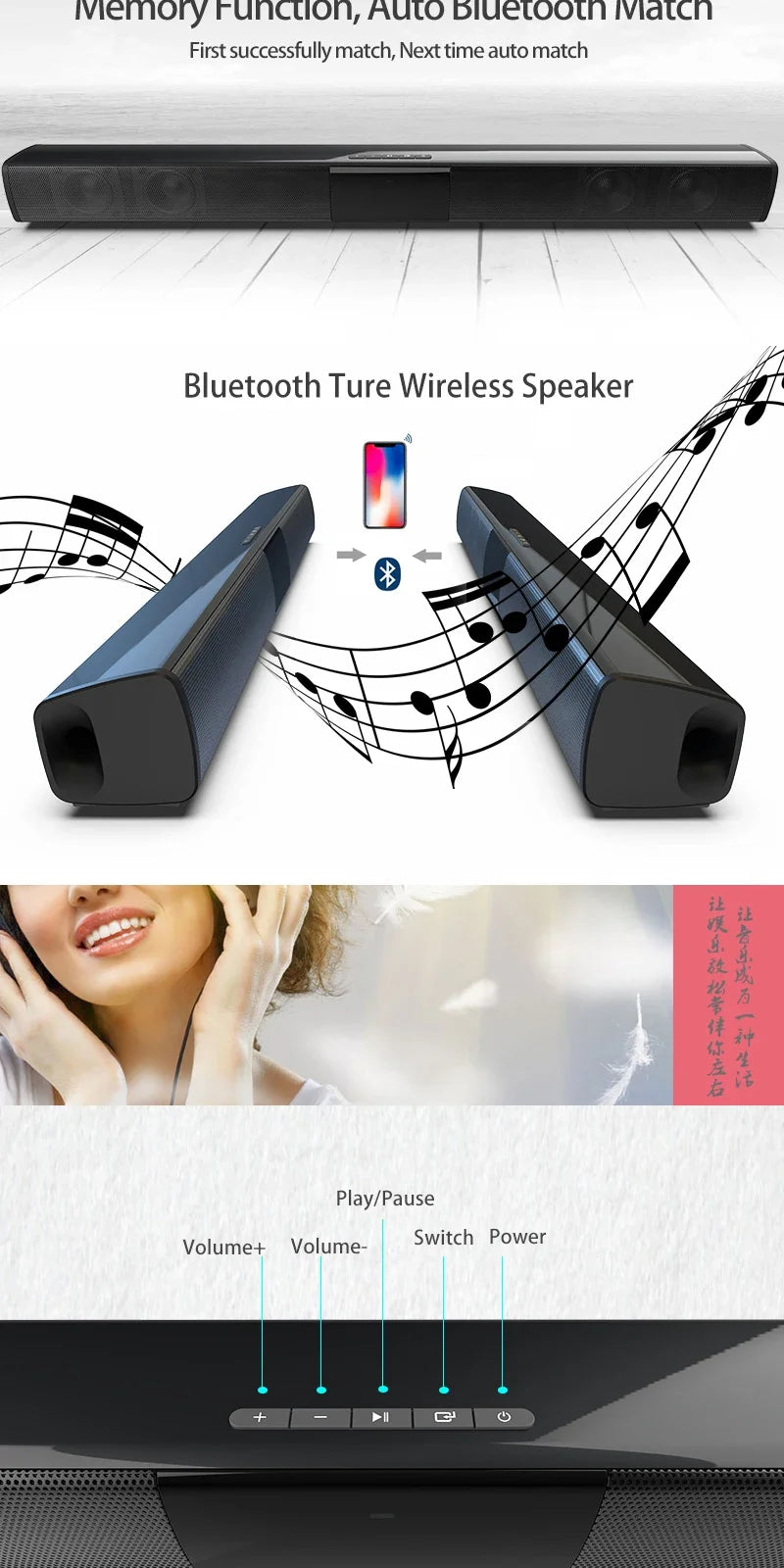 3DHome Theater Sound System Bluetooth Speaker Computer Speakers For TV Soundbar Box Subwoofer Radio Music Center Boom Box Column