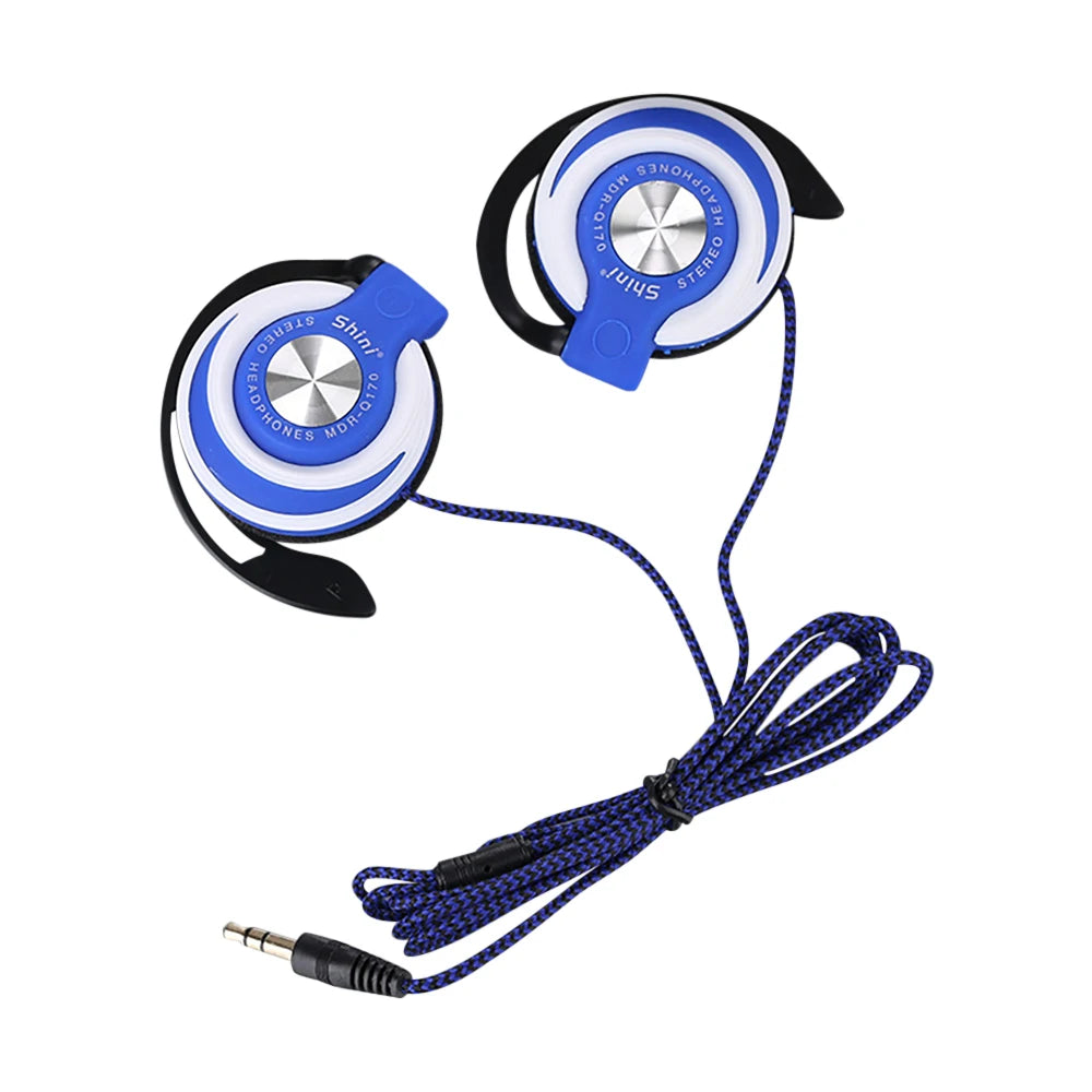 3.5mm Wired Headphones Heavy Bass Headset Over-ear Adjustable Ear Hook Earphones Music Earphone for Phone