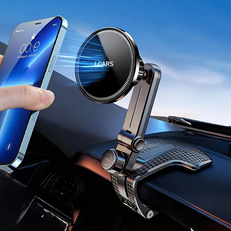 Lcars 360 ° Adjustable Dashboard Phone Holder Base, Equipped with Anti-Slip Silicone Clip and Magnetic Plate, Suitable for All Smartphones, Car Phone Holder Base, Adjustable Phone Holder, Modern Phone Mounting Device, Sturdy