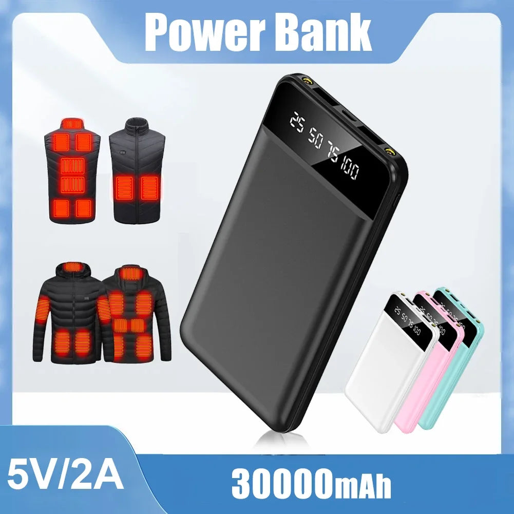 50000mAh Portable Power Bank Charging Intelligence Digital Display External Battery Pack Dual USB For Fast Heating Vest Jacket