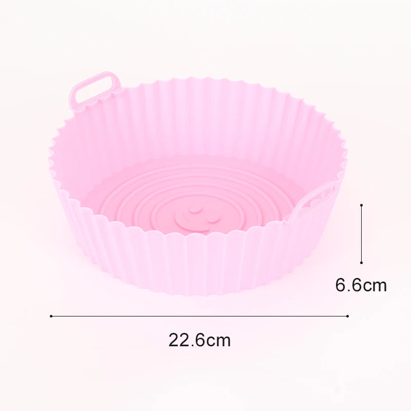 22cm Air Fryers Oven Baking Tray Fried Chicken Basket Mat AirFryer Silicone Pot Square Replacemen Grill Pan Accessories Tool