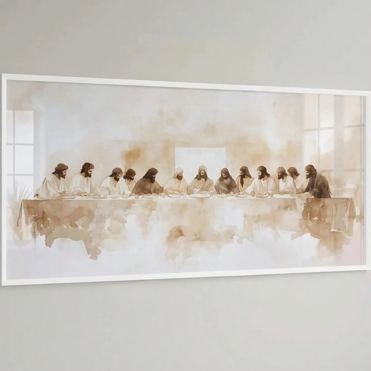 Beige Abstract Jesus Faith Canvas Print Poster Modern Minimalism Large Horizontal Art Prints Wall Art Christian Home Decor Gifts