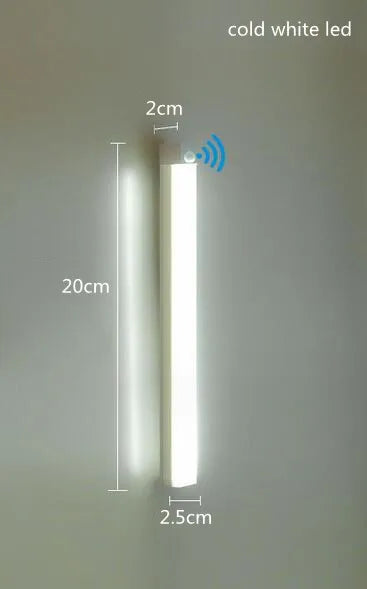 Smart led body sensor light wireless magnetic night light long rechargeable self adhesive closet cabinet light bar Motion sensor