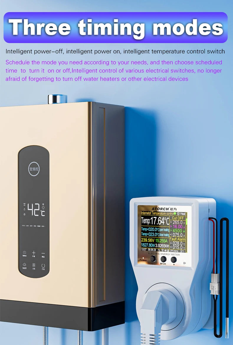 Tuya Wi-Fi Smart Thermostat Socket Outlet Plug Remote Temperature Controller Timer Switch Heating Cooling 3M NTC Sensor 16A
