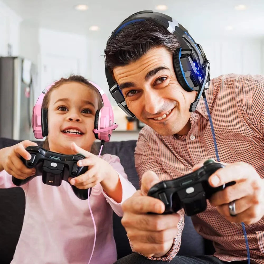 Gaming Headset Stereo Deep Bass Headphone with Microphone LED Light for PS4/PC/Laptop/Phone Gamer