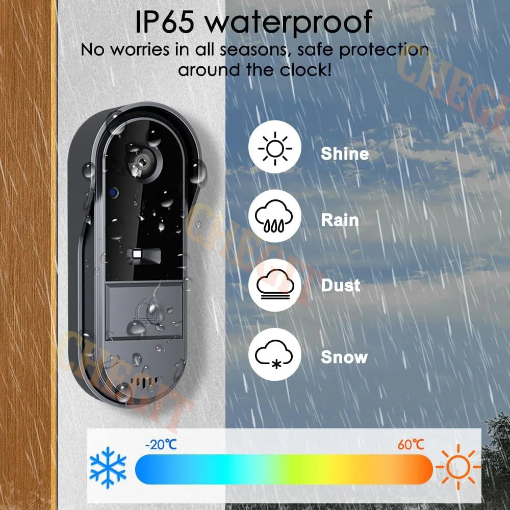 Wireless Video Doorbell Camera Bundle Smart Security with Night Vision 2.4G WiFi HD Motion Detection Cloud Storage