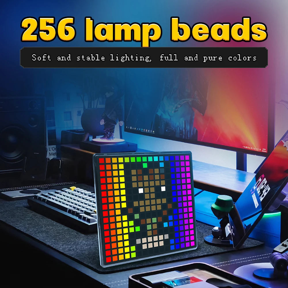 64x64 Pixel Screen Smart LED Pixel Display with APP Control Programmable Night Light DIY Options Animation For Home Bedroom Bar