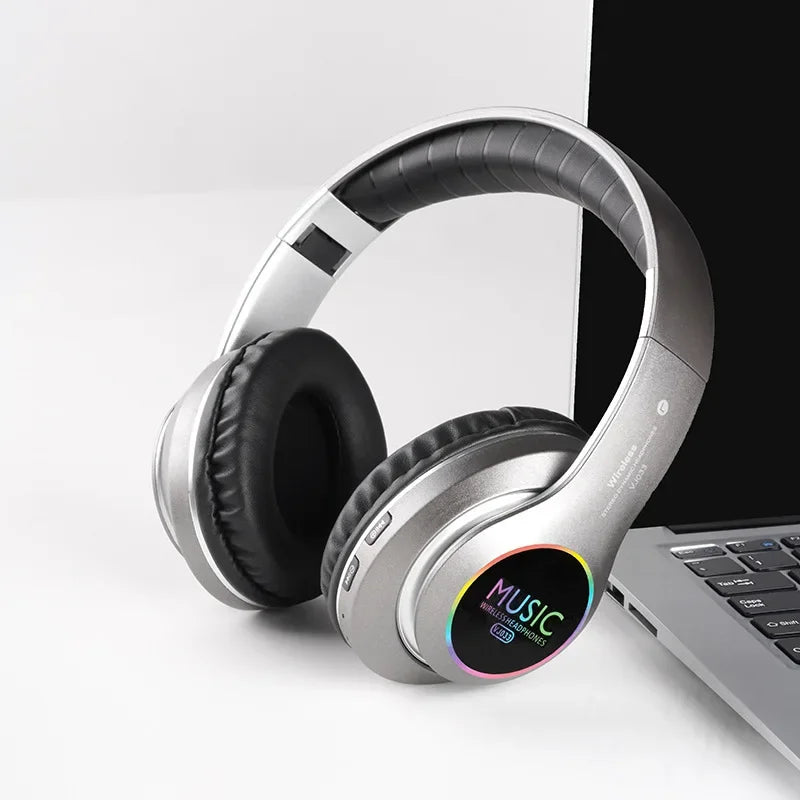 Wireless Bluetooth 5.0 Headphone With Microphone On-Ear Headset Stereo Sound Earphones Sports Office Foldable Headphones Game