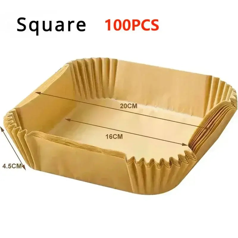 Air Fryer Disposable Paper Air Fryer Accessories Square Round Oil-proof Liner Non-Stick Mat for Kitchen Oven Baking