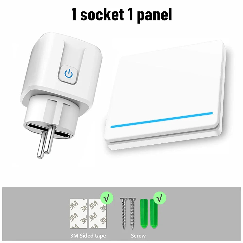 RF433 Smart Socket Wireless Remote Control 220V 230V EU Fr Korean Plug Programmable Socket with Push Button Wall Switch for Home