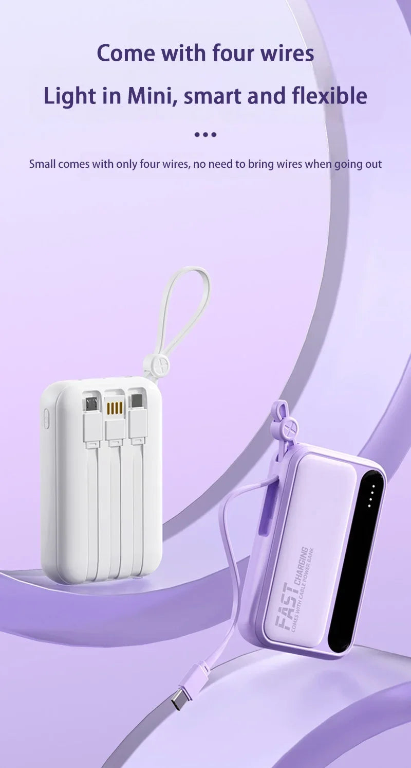 With 4In1 Cables 120W 500000mAh Power Bank Large Capacity Intelligent Digital Display Light Portable Powerbank For iPhone Huawei