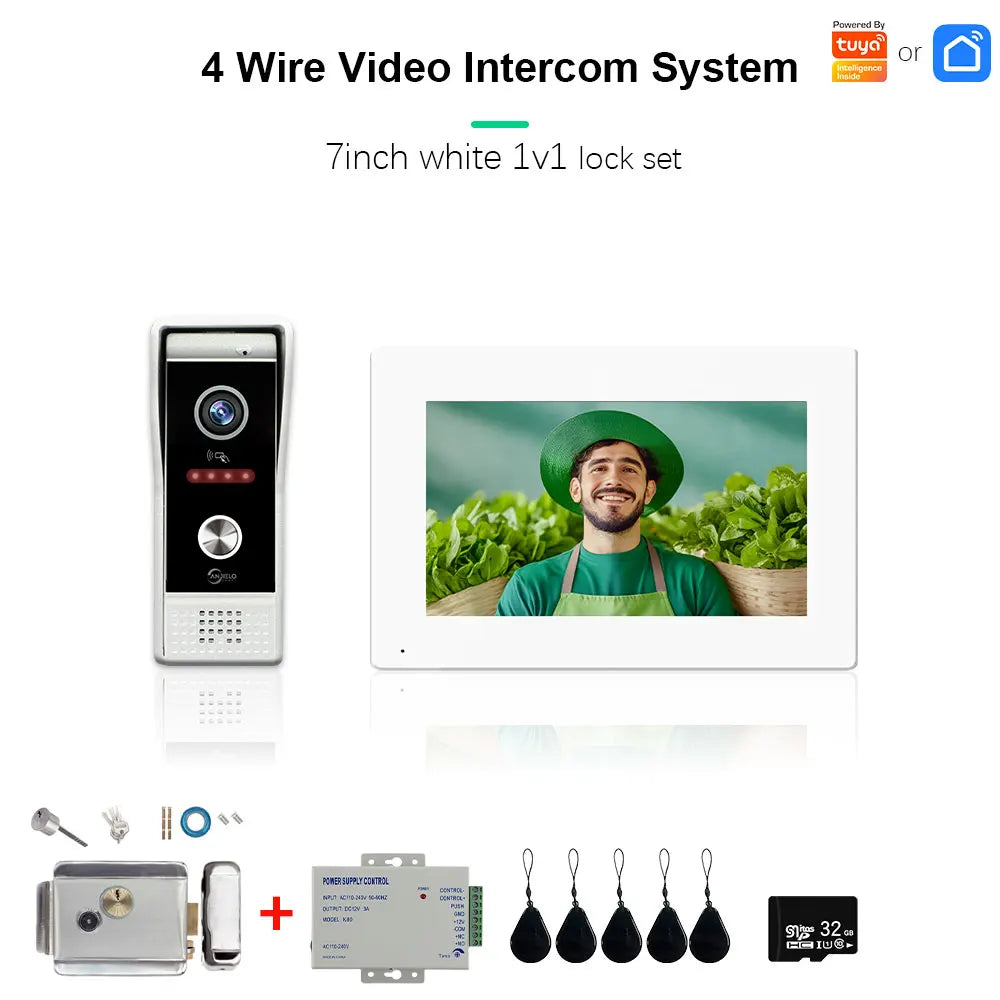 ANJIELO Tuya Smart 1080P Video Doorbell Lock , IC Card Unlocking Function, Suitable for Metal Doorbell Video Intercom Systems