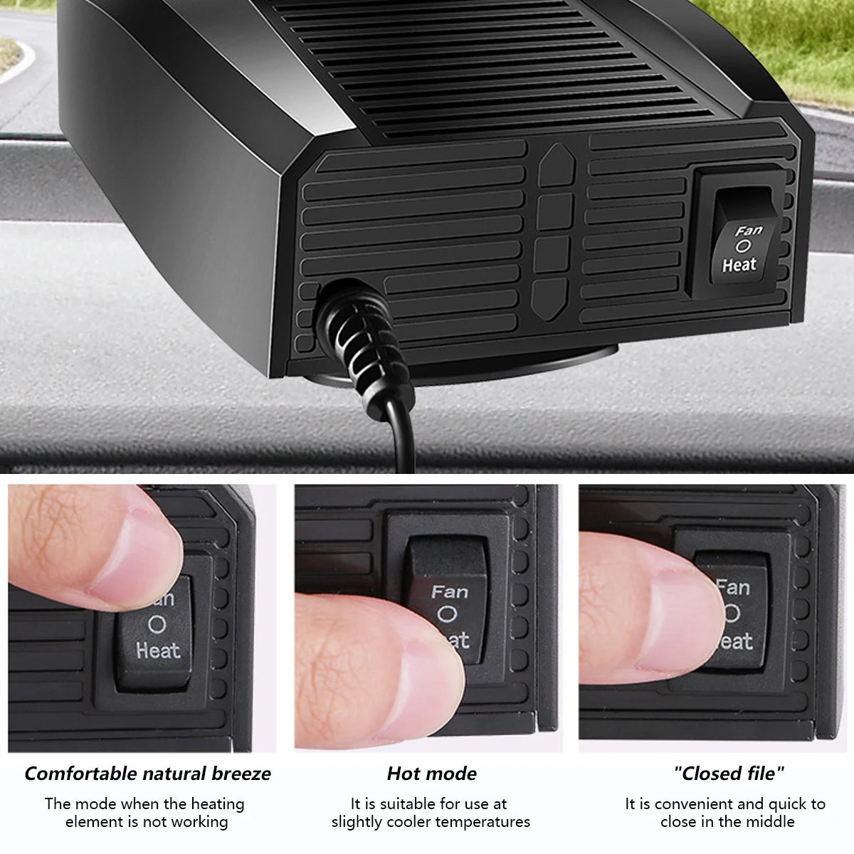 【12V Car Heater 2 in 1】Windshield Fast Heating Defrost Defogger with 360 Degree Rotation for Auto Interior Accessories