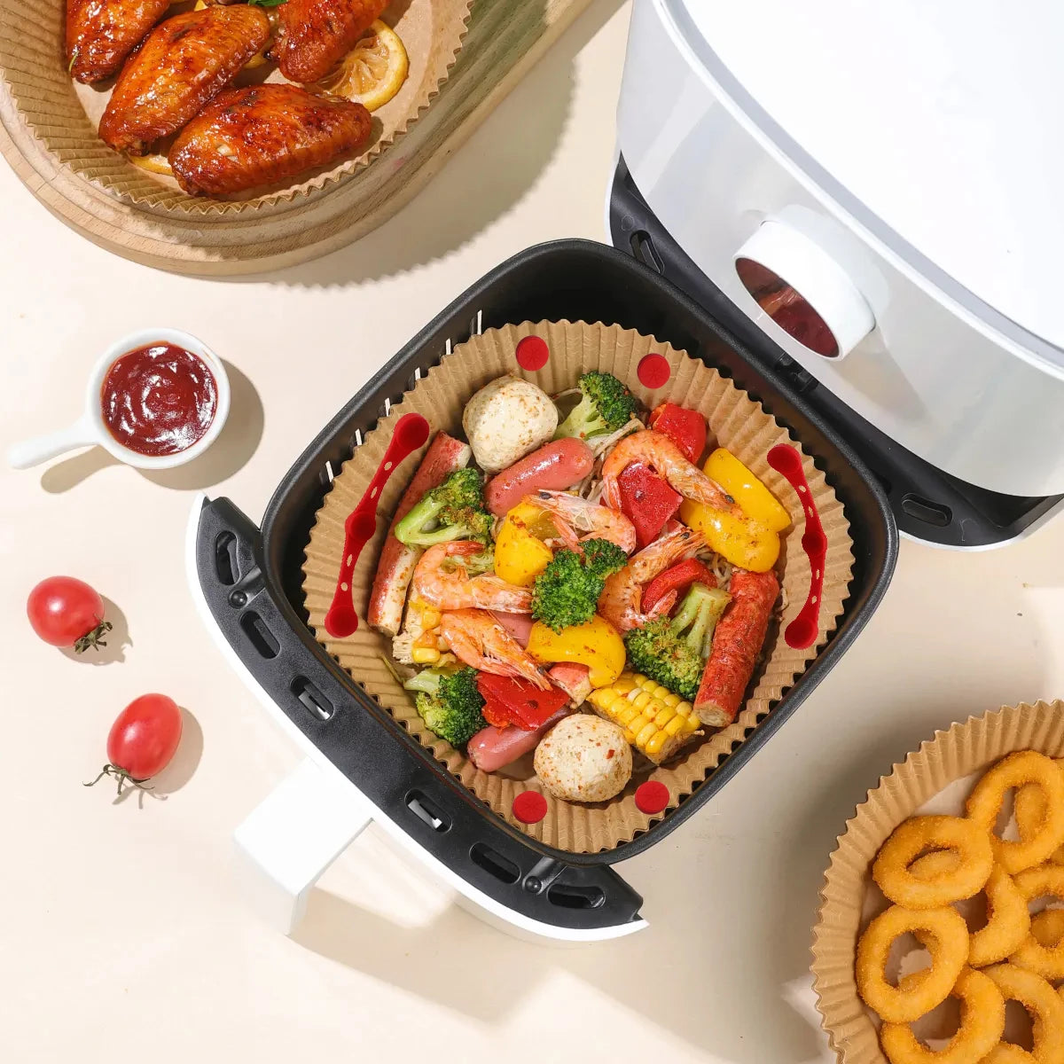 Air Fryer Magnet Silicone Buckle, Air Fryer Magnetic Silicone Clips, Parchment paper used to control the air fryer can be reused