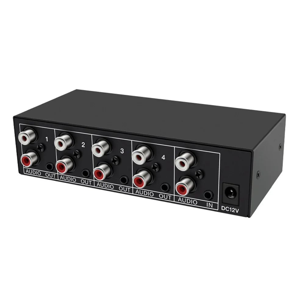 Audio Splitter 1 in 4 out RCA L/R Aux Stereo Audio splitter 1X4 Audio Distributor for PC DVD Speaker Analog audio splitte
