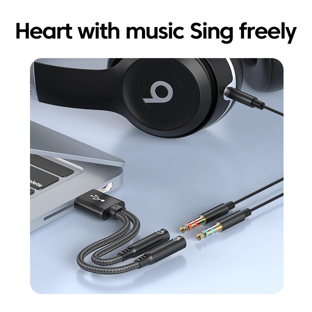 USB A to Dual 3.5mm Jack Audio Cable DCA Chip Listen Music/Voice Heaphone Adapter  USB to 3.5mm Jack Audio Adapter For  Lapto