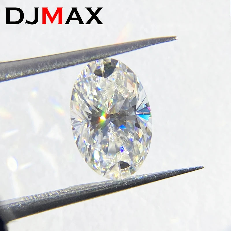 DJMAX 0.1-30ct Rare Oval Cut Moissanite Loose Stone D Color Lab Grown Super White Certified Ellipse Oval Moissanite Diamond