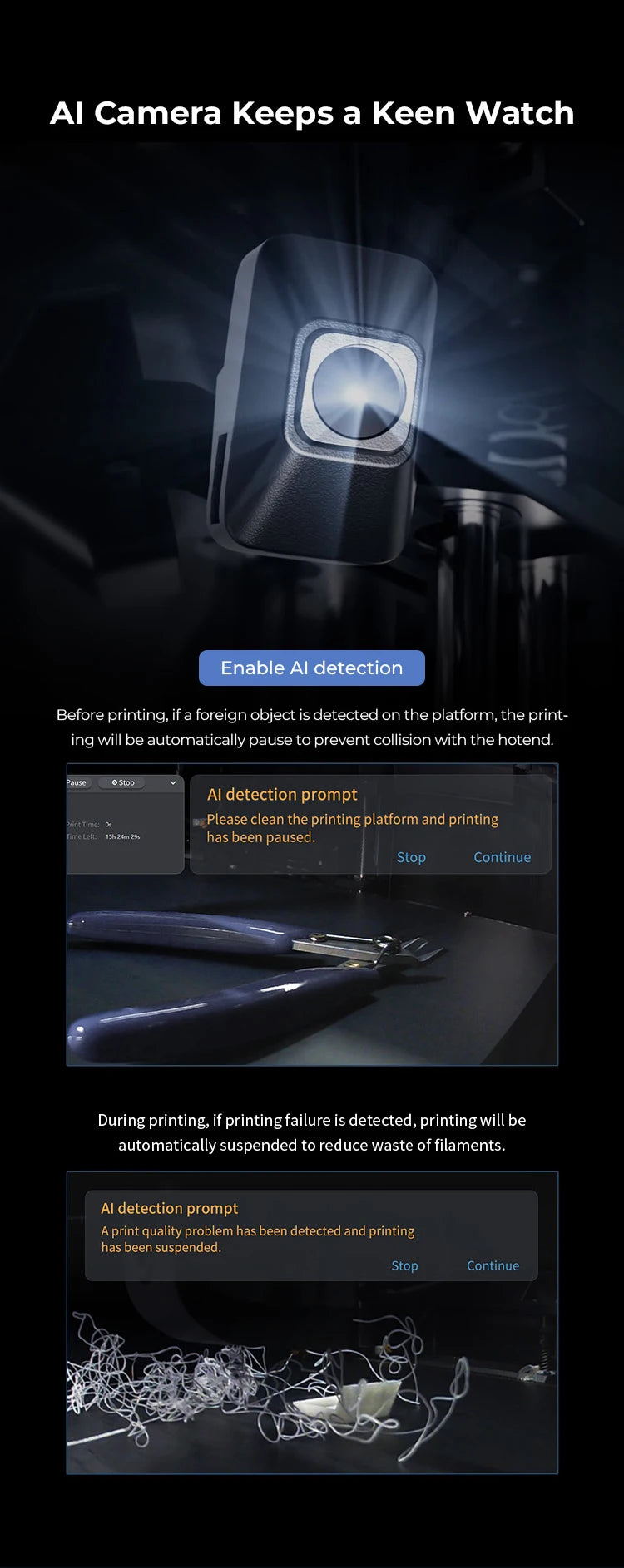Creality K1 Max AI Camera HD Quality Intelligent Assistant Support Real Time Viewing Lapse Filming for K1/K1C/K1 SE 3D Printer