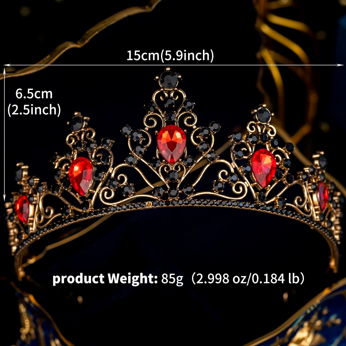Red Luxury Bridal Wedding Crown Handmade Rhinestone Elegant Tiara Halloween Red Collection Hairbands Headpieces Accessories