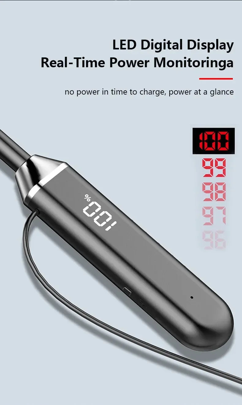 Neckband wireless connection compatible 5.2 LED headphones High sound quality stereo power display Magnetic Bluetooth earphones