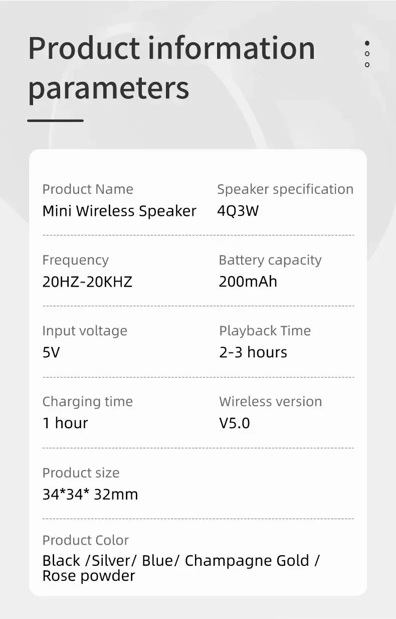 Mini Bluetooth Speaker HD Sound with Bass Smallest Wireless Speaker for Phone PC Tablet with Selfie Button Call Function Cute