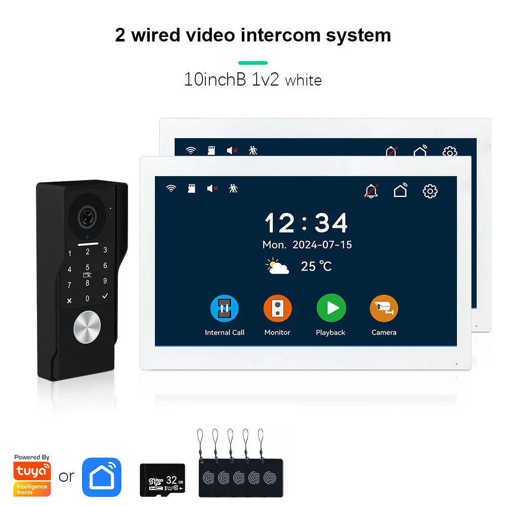 ANJIELO2Wire Digital Video Intercom System TUYA Smart 1080P Doorphone Camera Video Doorbell Support Gate DoorLockRemote Control