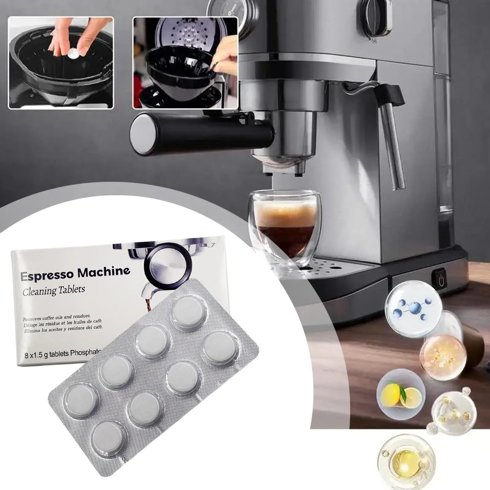 Espressos Machine Cleaning Tablets Cleaner Descaler Tablets for Coffee Machine Espressos Device Descaler Tabs for Home Kitchen