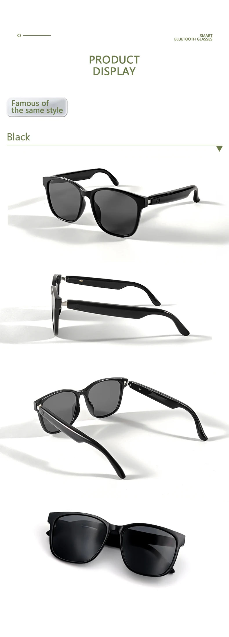 LIGE Fashion AI Smart Bluetooth Glasses Voice Assistant Bluetooth Call Playing Music Men Women Smart Sunglasses Camera Control