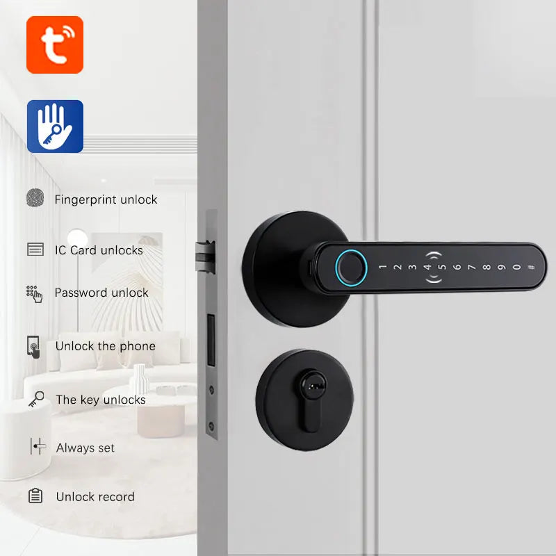 Fingerprint door lock with card keypad Smart door lock for bedroom Electronic lock with passcode App unlock for Interior doors