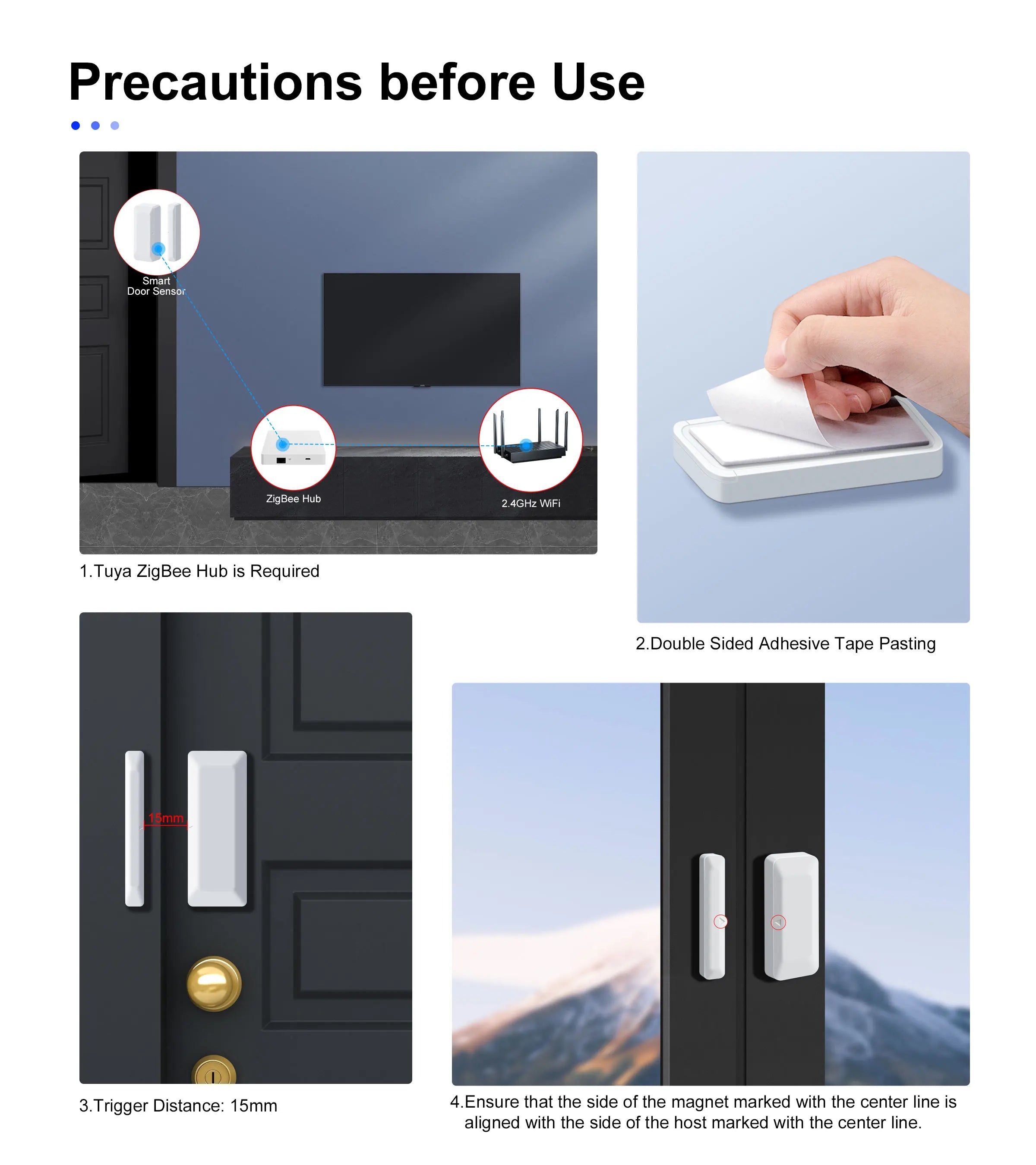 GIRIER Smart Door and Window Sensor ZigBee 3.0 Wireless Contact Detector for Smart Home Security Works with Home Assistant 2MQTT