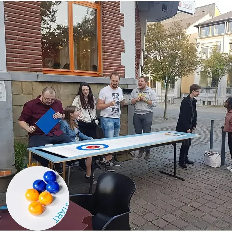 Table curling game is suitable for teenagers or adults, with 8/16 roller skates to choose from for party entertainment games