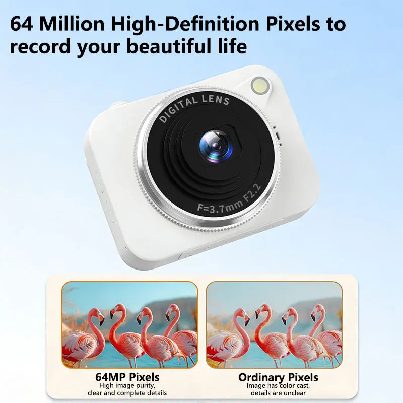4K HD Pixel Camera 180° Flip-Up CCD Vlog Video Recorder for Selfies Student-Friendly Portable Compact Camera Gifts