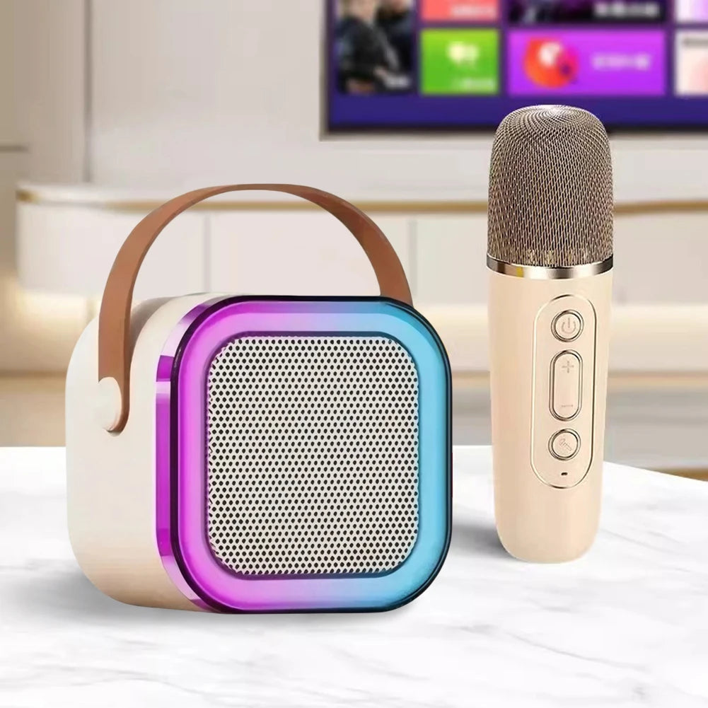 Hot K12 Bluetooth Speaker Portable Home Cute Karaoke Mini Wireless Audio with 1/2 Microphone K Song Family Singing Machine