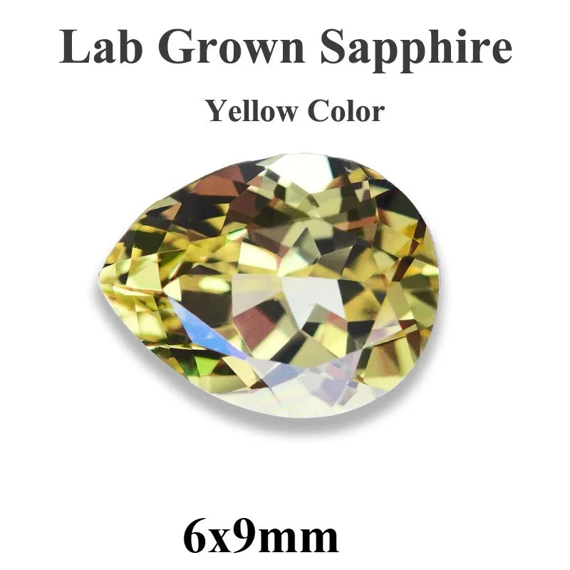Lab Grown Sapphire Pear Cut Multiple Colors Available VVS1 Gemstone DIY Jewelry Making Materials with Selectable Certificate