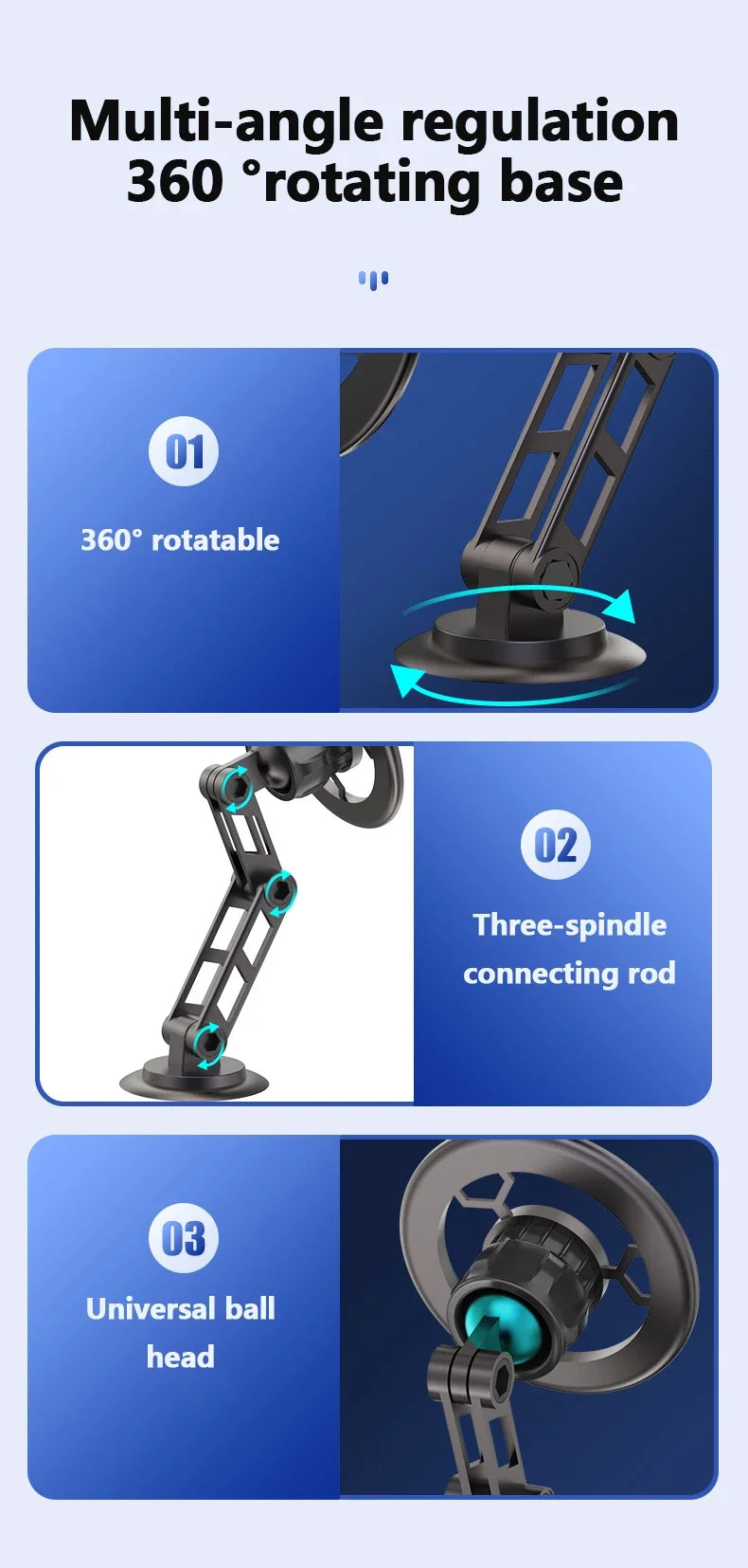 Metal Magnetic Car Phone Bracket with 360° Degree Rotating Accessory Foldable Ventilated Magnet Gps Cars Accessories for Phones