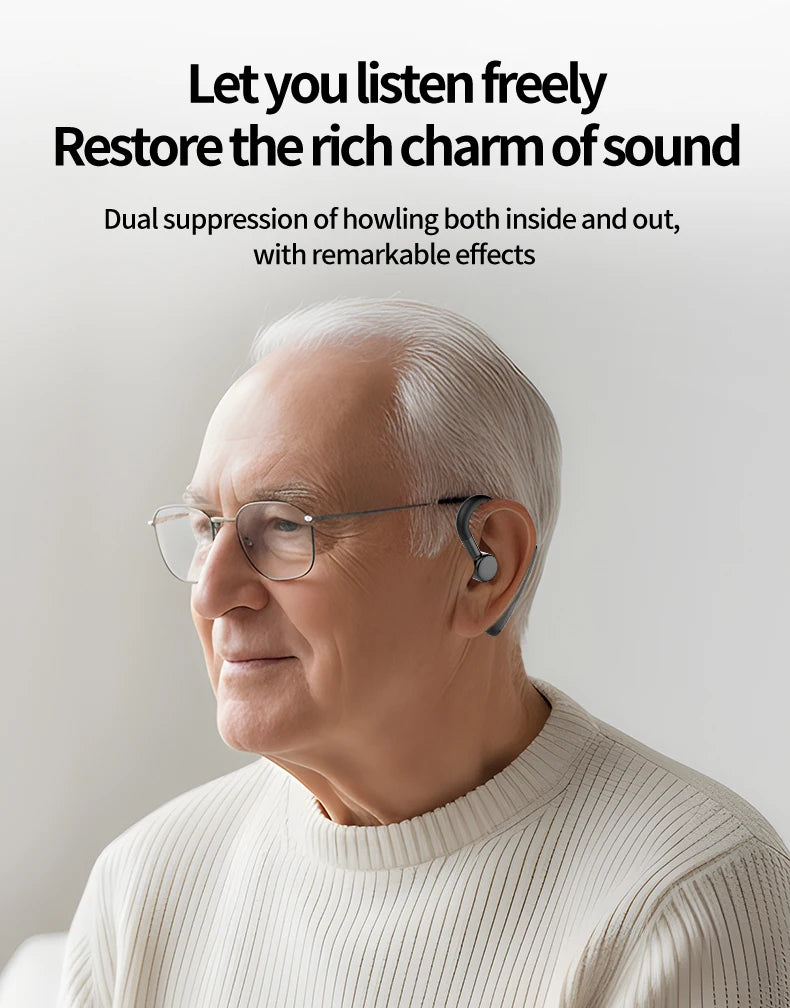 New Compact Lightweight Single Rechargeable Headphones Noise Cancelling Feature Ear-hook Earbuds Suitable For The Elderly