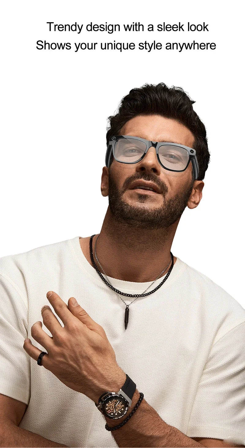AI Smart Glasses 8K HD Photochromic Multifunction Translate Camera Glasse Bluetooth Calling Voice Assistant Music Player
