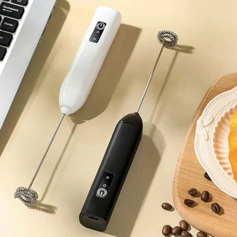 BOX Cordless Electric Milk Frother Hand Mixer Whisk, USB 3 Speeds Handheld Milk Foamer for Coffee Cappuccino Mini Blender