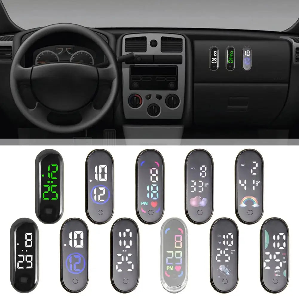 Luminous Motorcycle Car Clock Auto Internal Stick-On Mini Sport Waterproof Watch Mechanics Led Clocks Auto Ornament Accessories