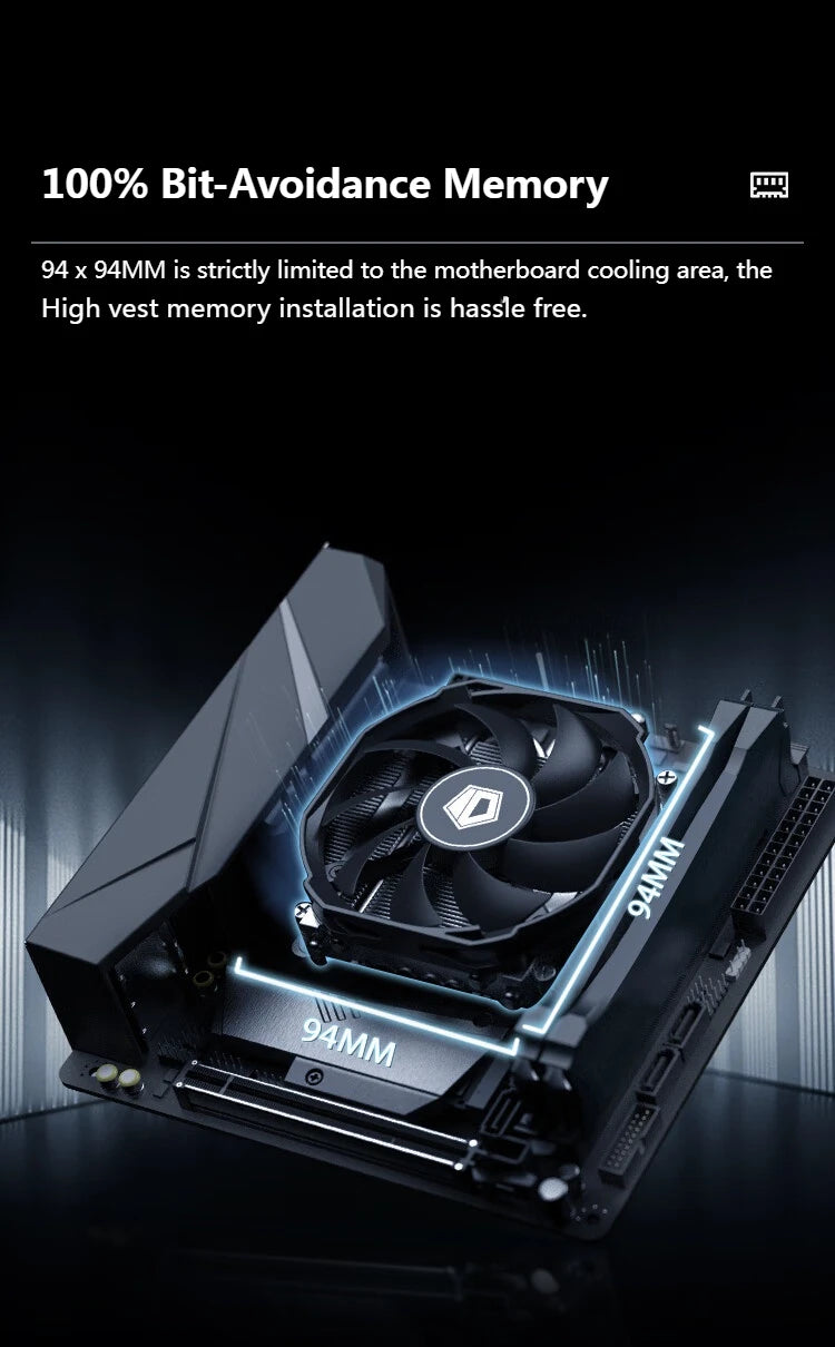 ID-COOLING IS-30I Ultra-Thin CPU Cooler Heat Sink Temperature Controlled Silent 4 Heat Pipe 3600RPM Low Profile Radiator