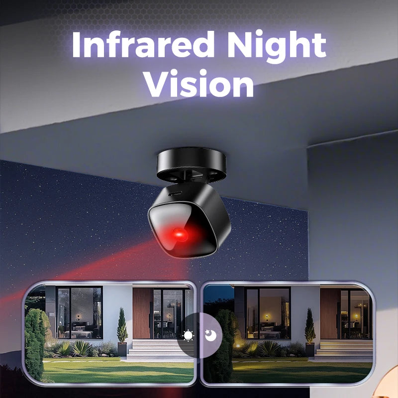 New Security Monitoring High Definition 4K 360 ° Rotating WiFi Mini Camera No Need for Plug in Night Vision Smart Home