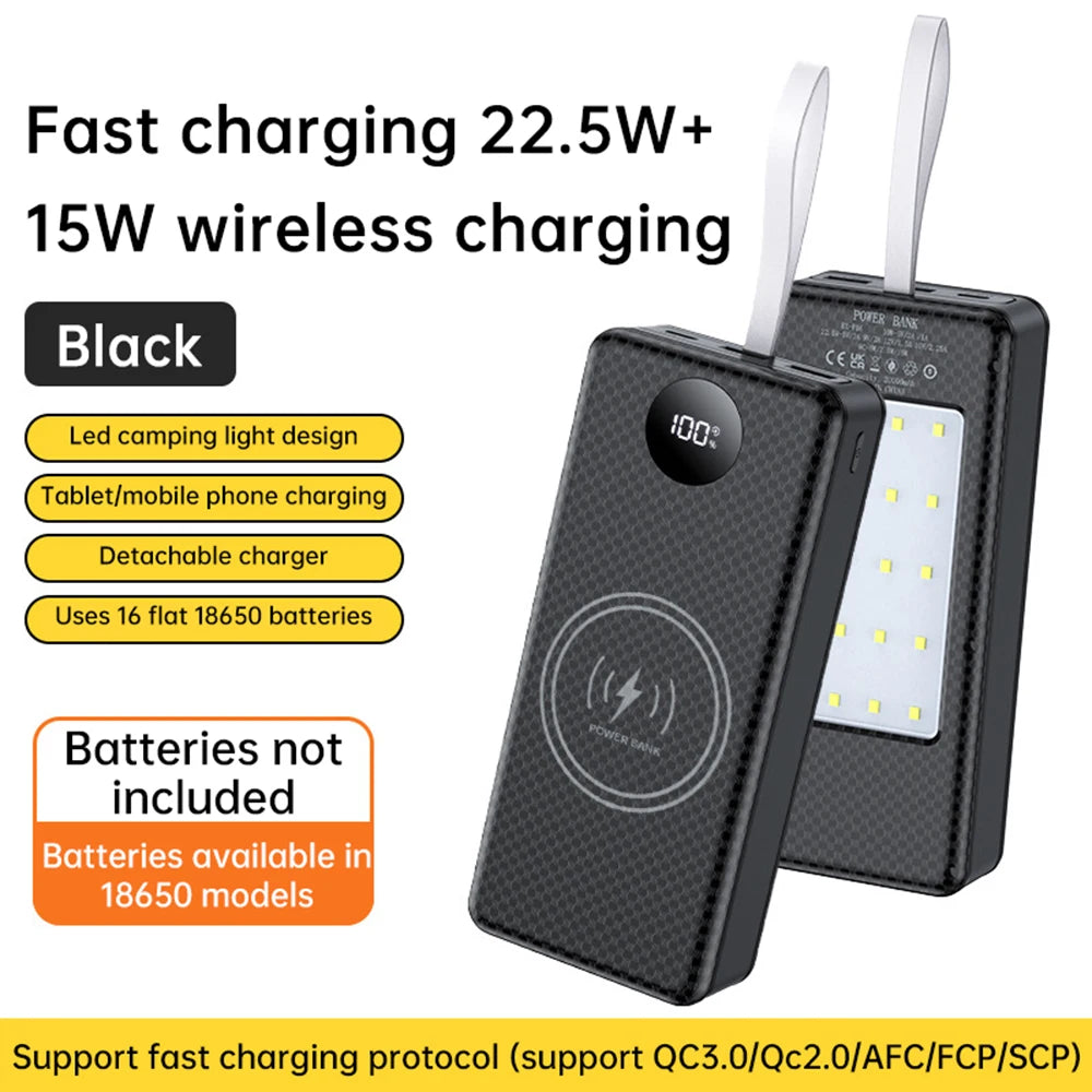 DIY 16x18650 Power Bank Case QC3.0/0C2.0/AFC/FCP/SCP 22.5W+15W Micro USB Type C 22.5W Fast Charging for Mobile Phones