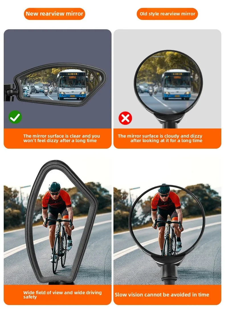 Stainless Steel HD Lens Bike Rear VIew Mirror 360° Rotatable MTB Rear Mirror Widen Big View Road Bicycle Mirror Bike Accessories