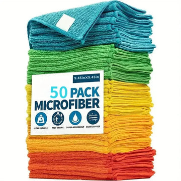 A Set of 20/50Pcs Cleaning Cloth Set in Random Colors, Multi-Functional and Absorbent, for Home, Kitchen, Living Room, Bedroom, Bathroom, and Furniture Stain Removal, Glass Cleaning, Microfiber Cleaning Cloth for Both Dry and