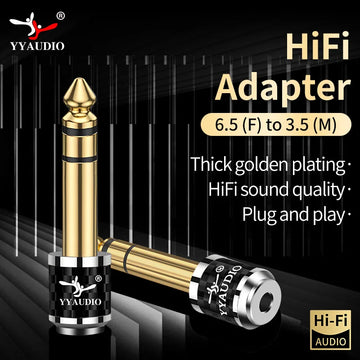 YYAUDIO 6.5mm Male to 3.5mm Female Stereo Audio Adapter for Headphones, Amplifiers and Guitars