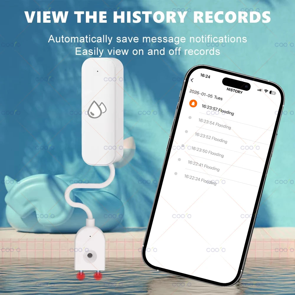 Zigbee 3.0 Smart Flood Leakage Sensor App Remote Monitor Water Overflow Level Detector Water Leak Sensor Security Alarm System