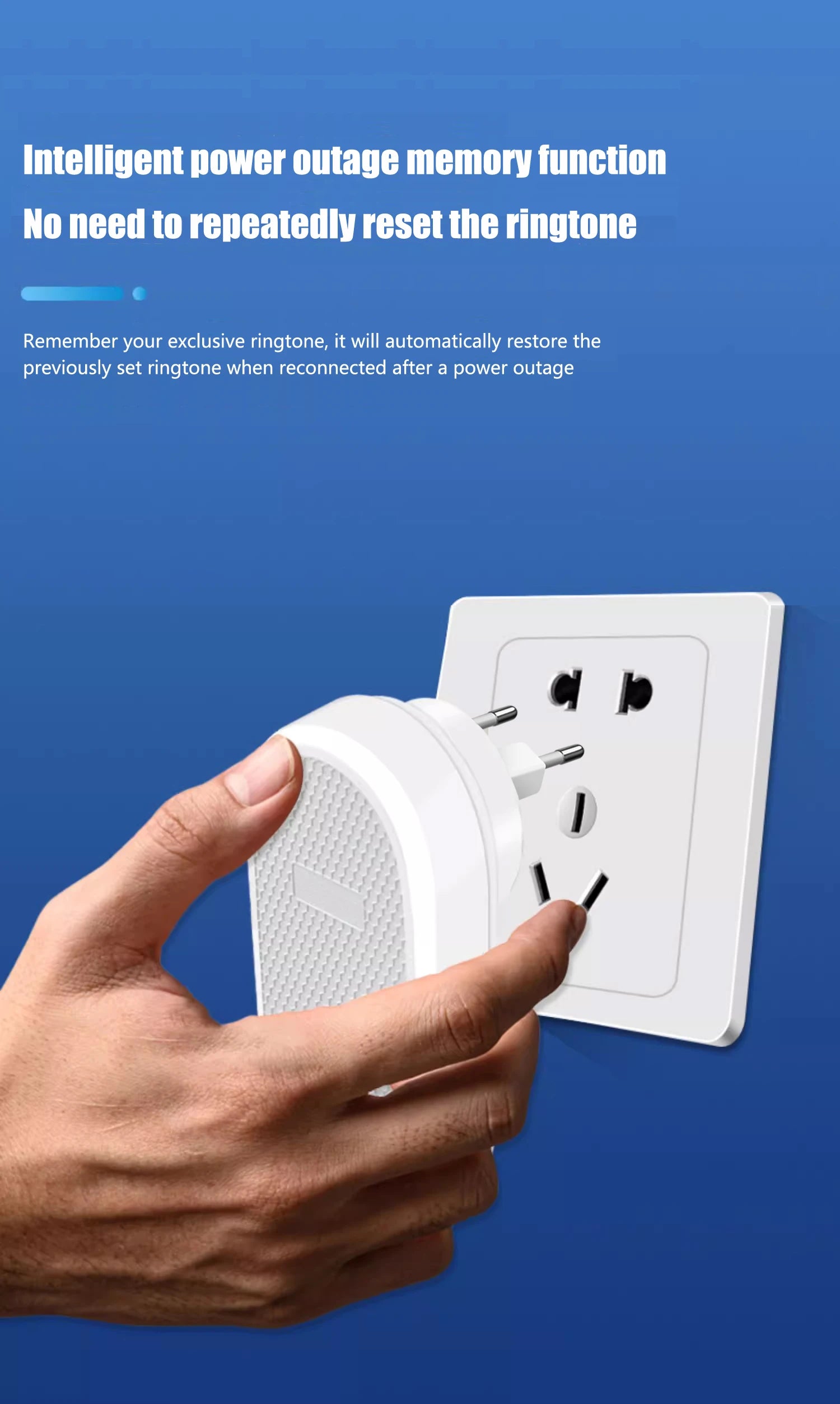 Smart Wireless Doorbell 433MHz 4 Volume Levels & Melody Chime Emergency Alarm for Elderly EU or US Plug Optional (White/Black)