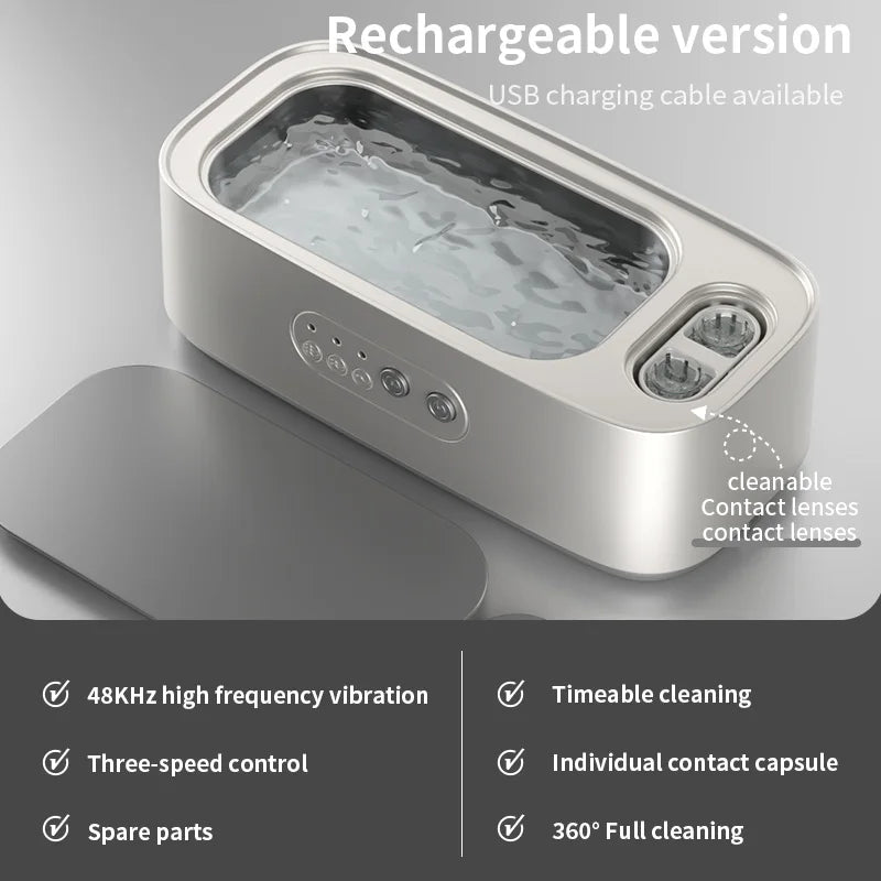 High Frequency Ultrasonic Cleaning Machine Adjustable Double Bin Vibration Full Cleaning for Jewelry Household Use