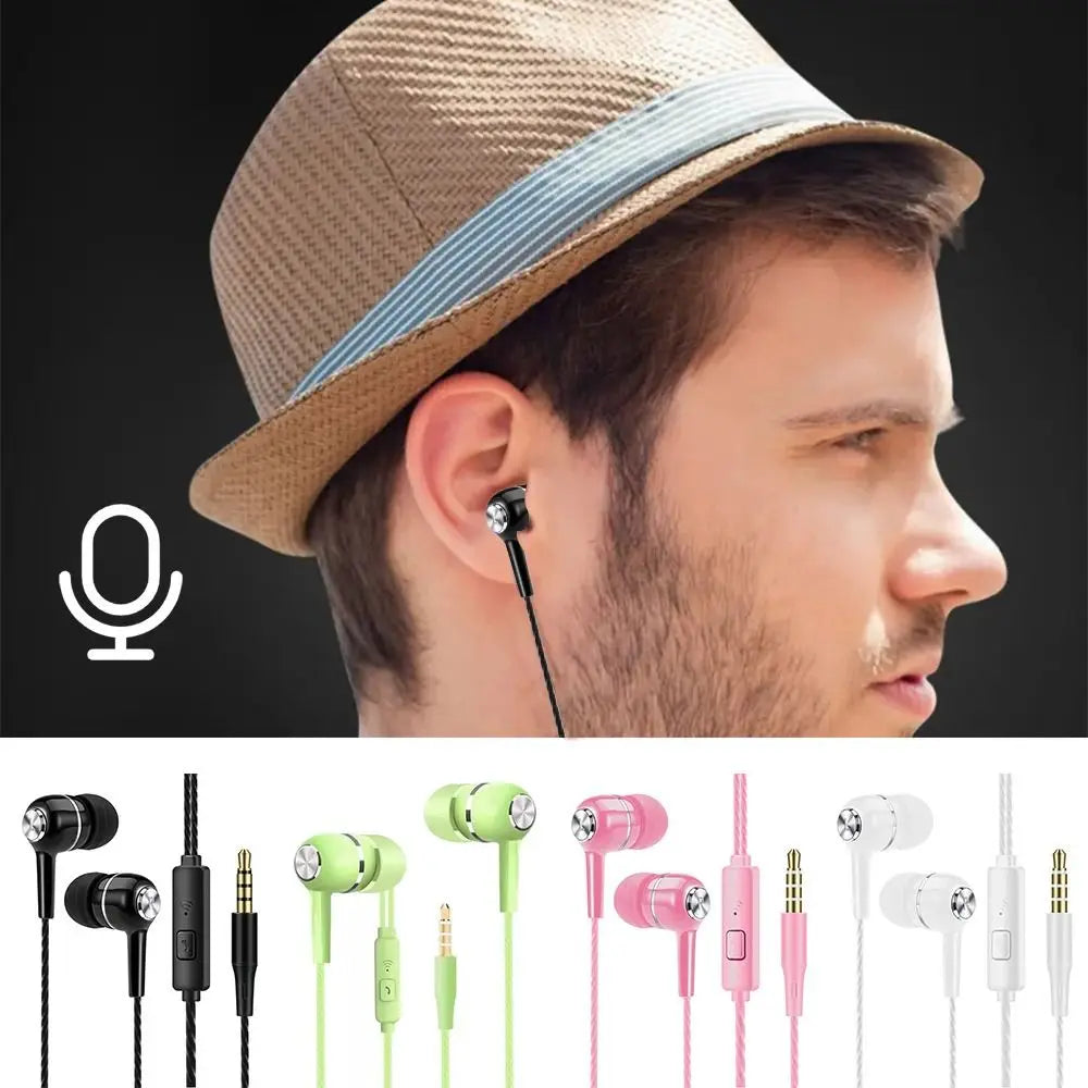 3.5mm Wired Headphones In Ear Headset Wired Earphones with Mic Bass HiFi Stereo Earbuds Sports In-line Control For Phones
