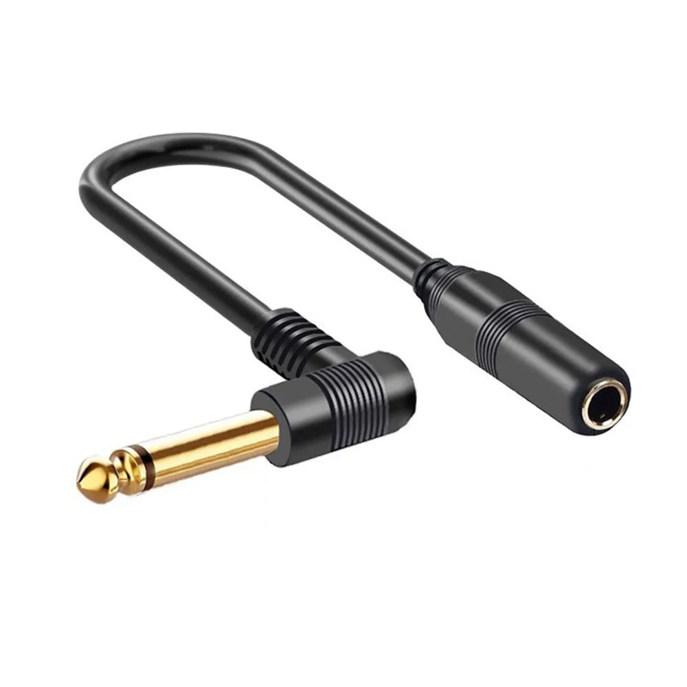 Dual channel Guitar Extension Cord Mono 6.35 TRS Male to 6.35mm Elbow 6.5 TRS Female Audio Cable 0.1m for Amplifiers Pianos Home